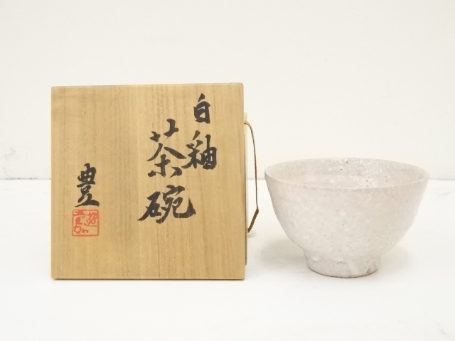 JAPANESE TEA CEREMONY / TEA BOWL CHAWAN / WHITE GLAZE 